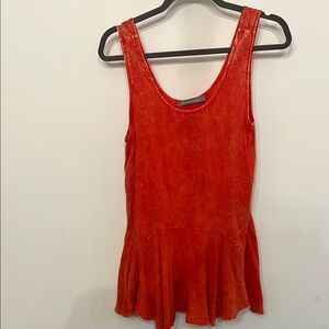 Anthropologie - Finn & Clover Coral Peplum Tank Top Sleeveless Style